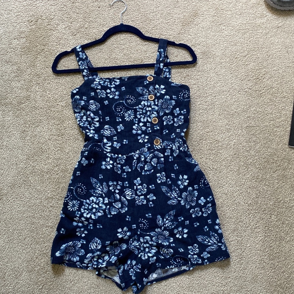 Blue floral romper